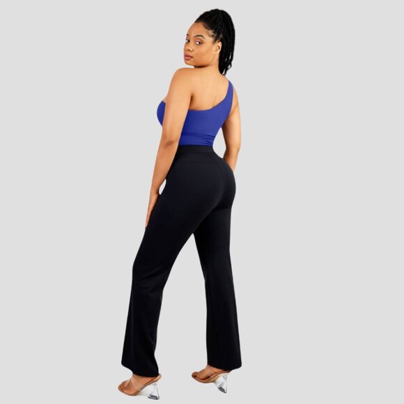 Off the Shoulder Tummy-Control Bodysuit, Blue - Picture 4 of 7